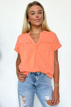 Waverly Mineral Washed Split Neck Top - FINAL SALE - Madison and Mallory