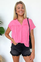 Waverly Mineral Washed Split Neck Top - FINAL SALE - Madison and Mallory