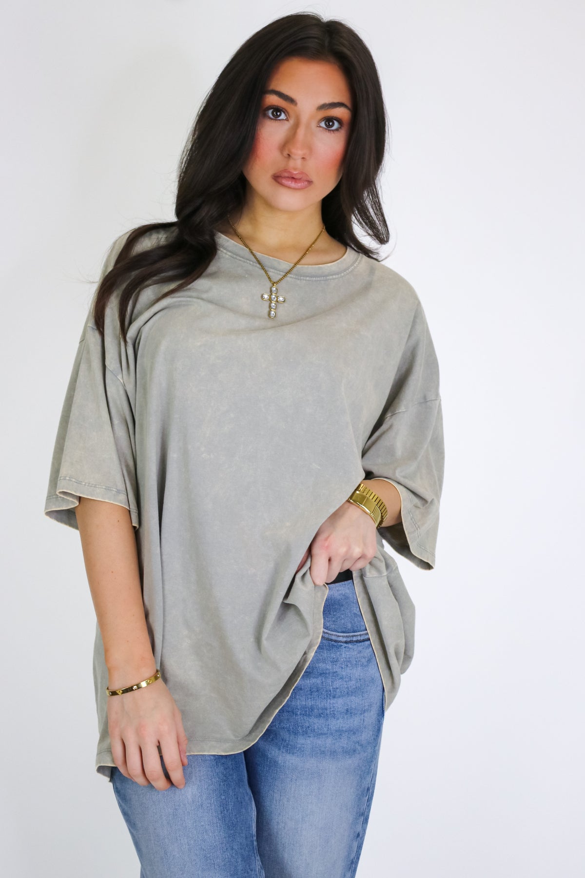 Weekend Awaits Mineral Wash Oversized Top