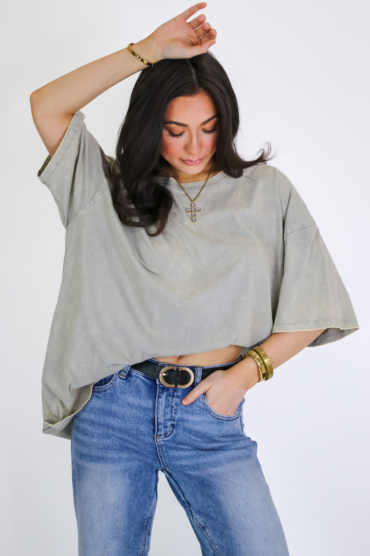 Weekend Awaits Mineral Wash Oversized Top