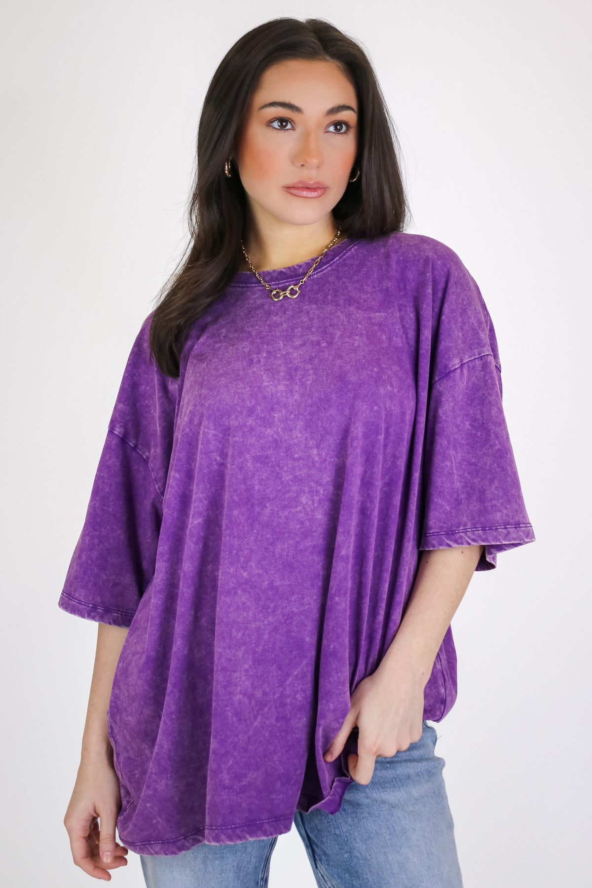 Weekend Awaits Mineral Wash Oversized Top