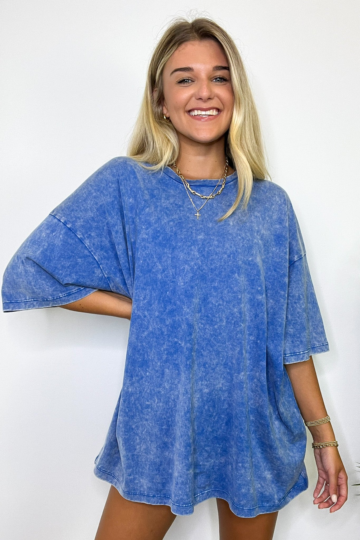 Classic Blue / SM Weekend Awaits Mineral Wash Oversized Top - BACK IN STOCK - Madison and Mallory