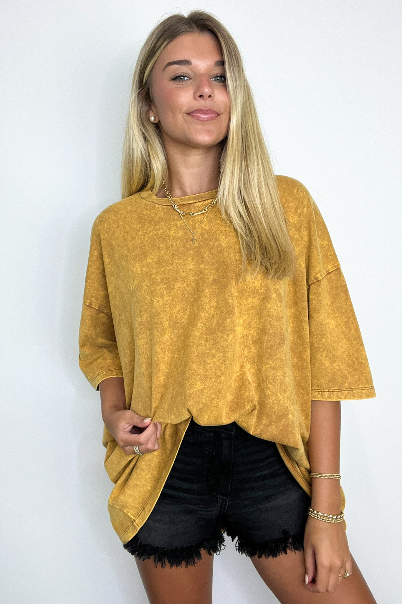 Deep Camel / SM Weekend Awaits Mineral Wash Oversized Top - BACK IN STOCK - Madison and Mallory