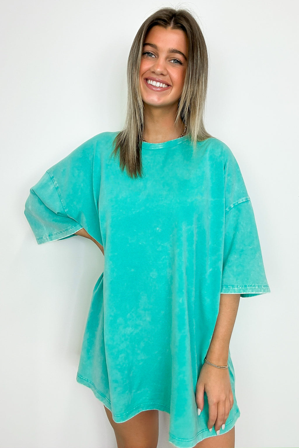 Turquoise / SM Weekend Awaits Mineral Wash Oversized Top - BACK IN STOCK - Madison and Mallory