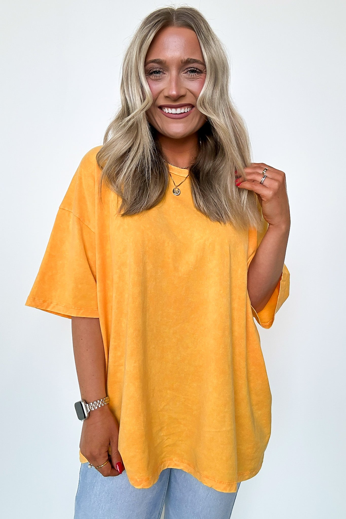 Yellow Gold / SM Weekend Awaits Mineral Wash Oversized Top - BACK IN STOCK - Madison and Mallory