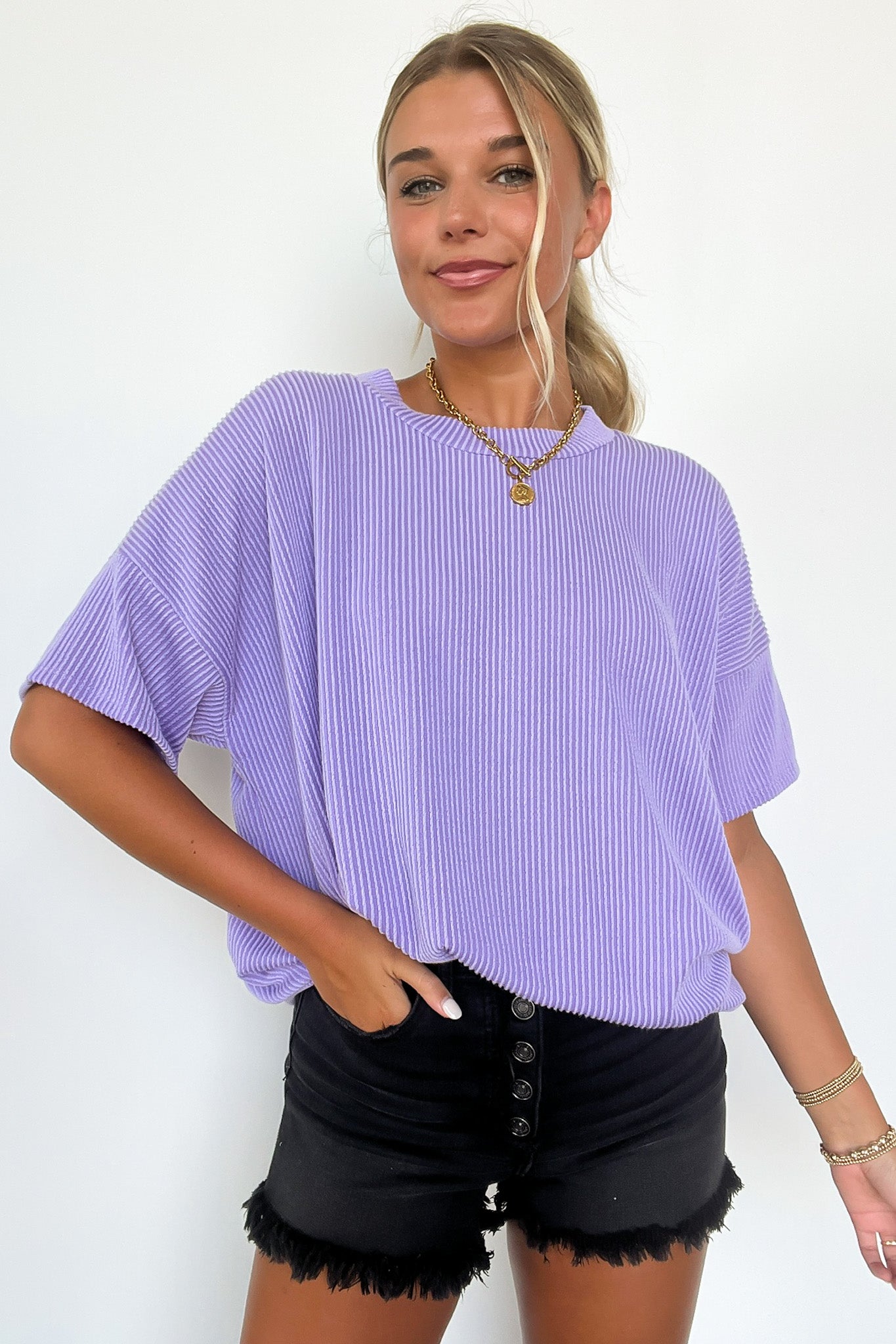 Lavender / SM Weekend Getaway Rib Knit Oversized Top - BACK IN STOCK - Madison and Mallory