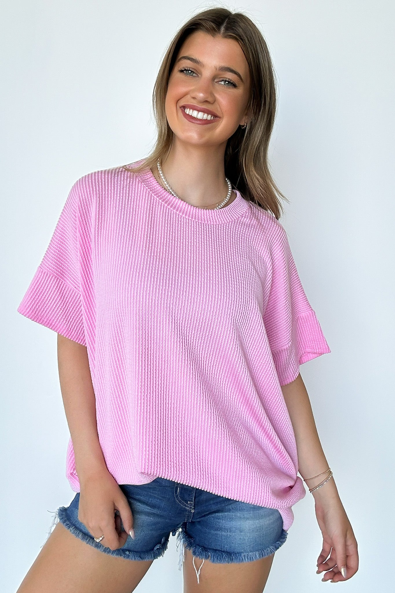 Light Pink / SM Weekend Getaway Rib Knit Oversized Top - BACK IN STOCK - Madison and Mallory