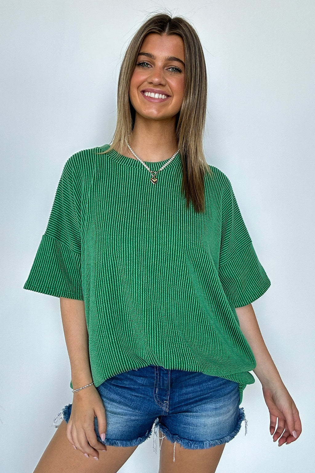 Kelly Green / SM Weekend Getaway Rib Knit Oversized Top - Madison and Mallory
