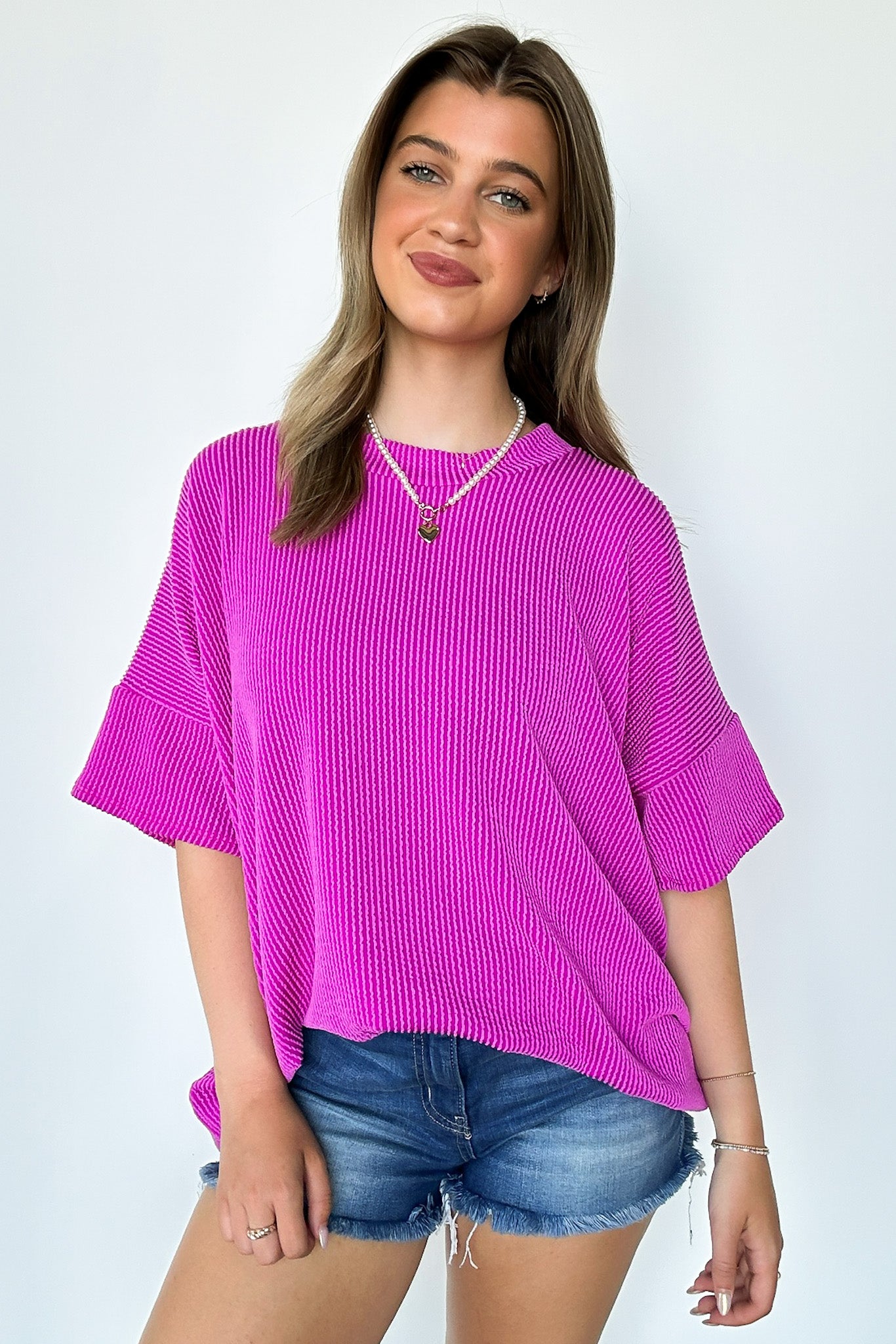 Magenta / SM Weekend Getaway Rib Knit Oversized Top - BACK IN STOCK - Madison and Mallory