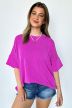 Magenta / SM Weekend Getaway Rib Knit Oversized Top - BACK IN STOCK - Madison and Mallory