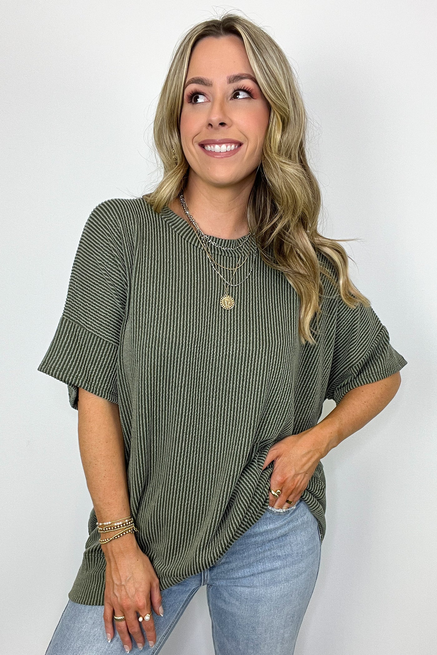 Olive / SM Weekend Getaway Rib Knit Oversized Top - BACK IN STOCK - Madison and Mallory