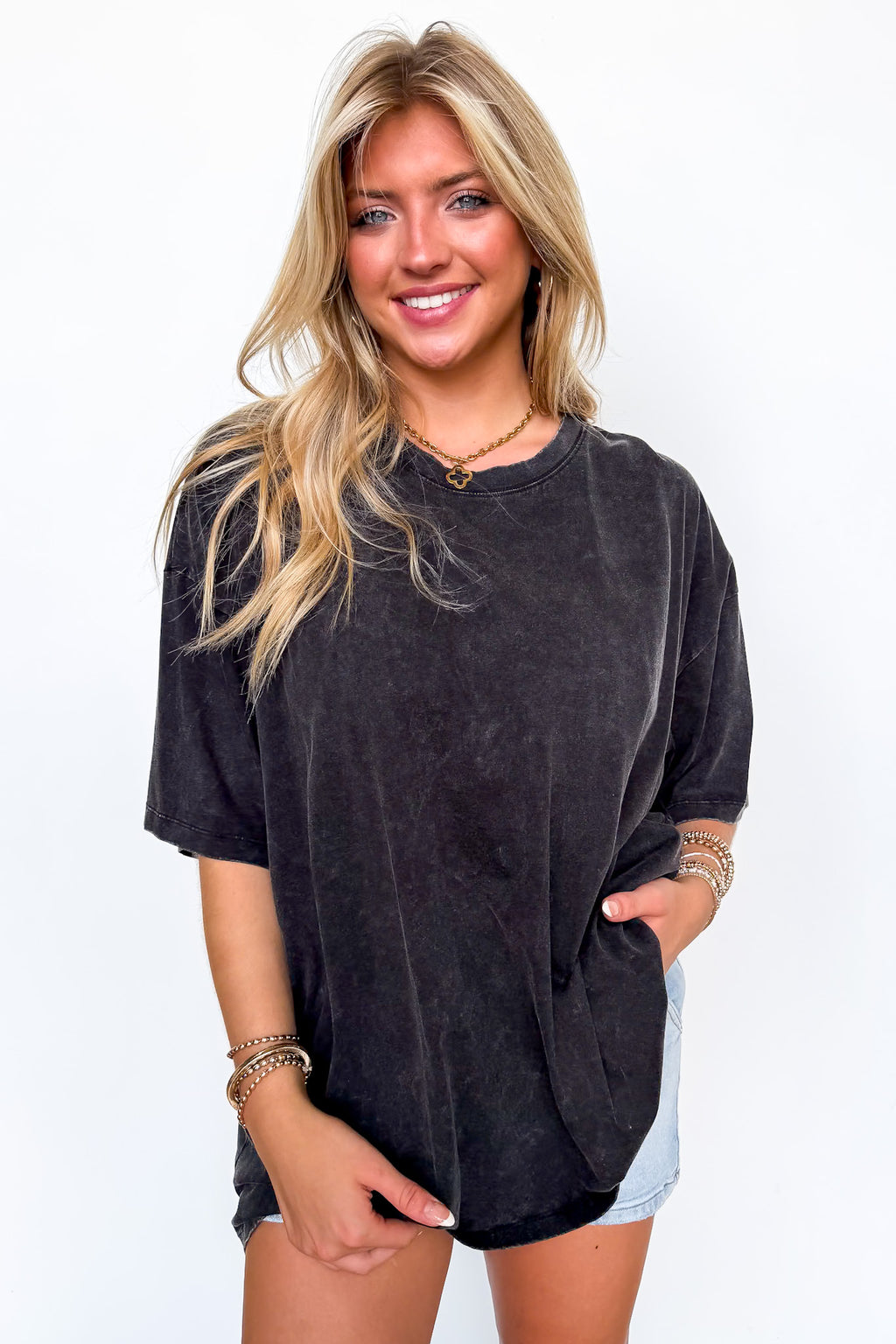 Weekend Awaits Mineral Wash Oversized Top