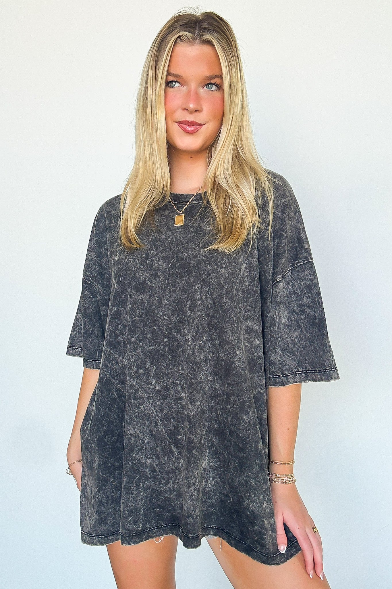 Ash Black / SM Weekend Awaits Mineral Wash Oversized Top - BACK IN STOCK - Madison and Mallory