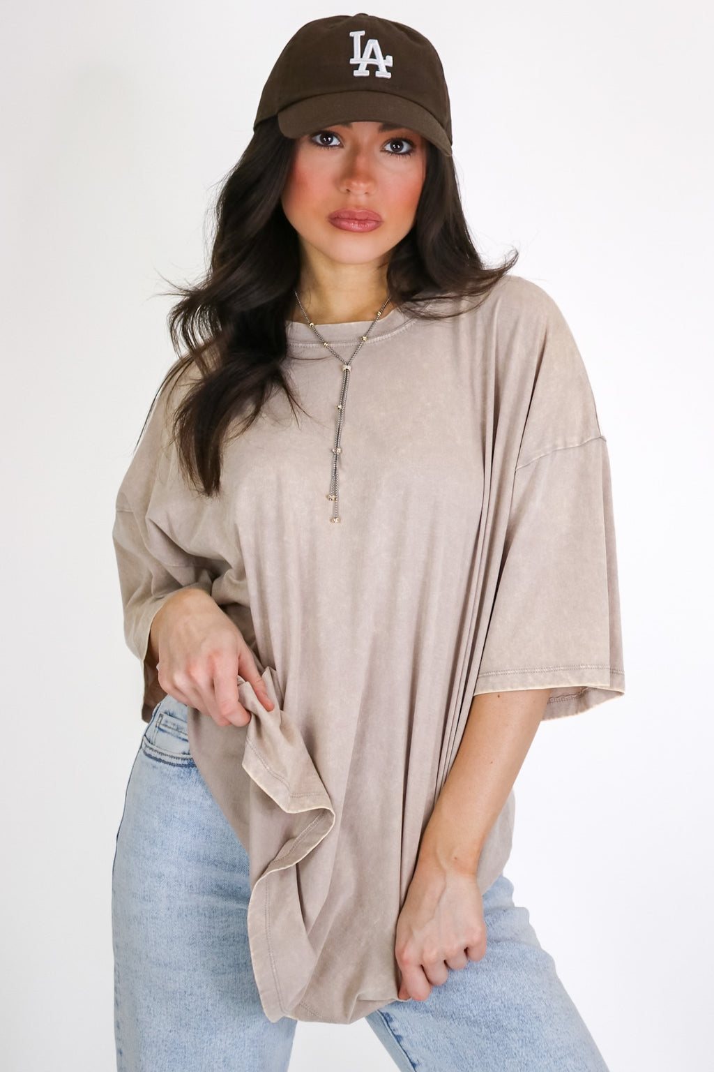 Weekend Awaits Mineral Wash Oversized Top