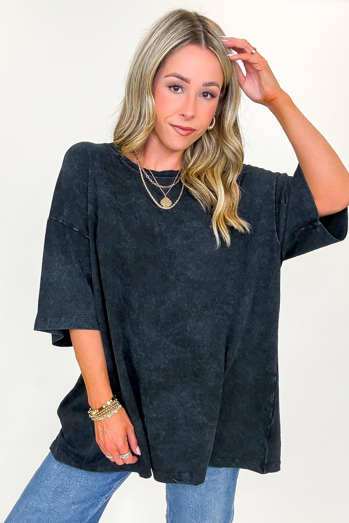 Black / SM Weekend Awaits Mineral Wash Oversized Top - BACK IN STOCK - Madison and Mallory