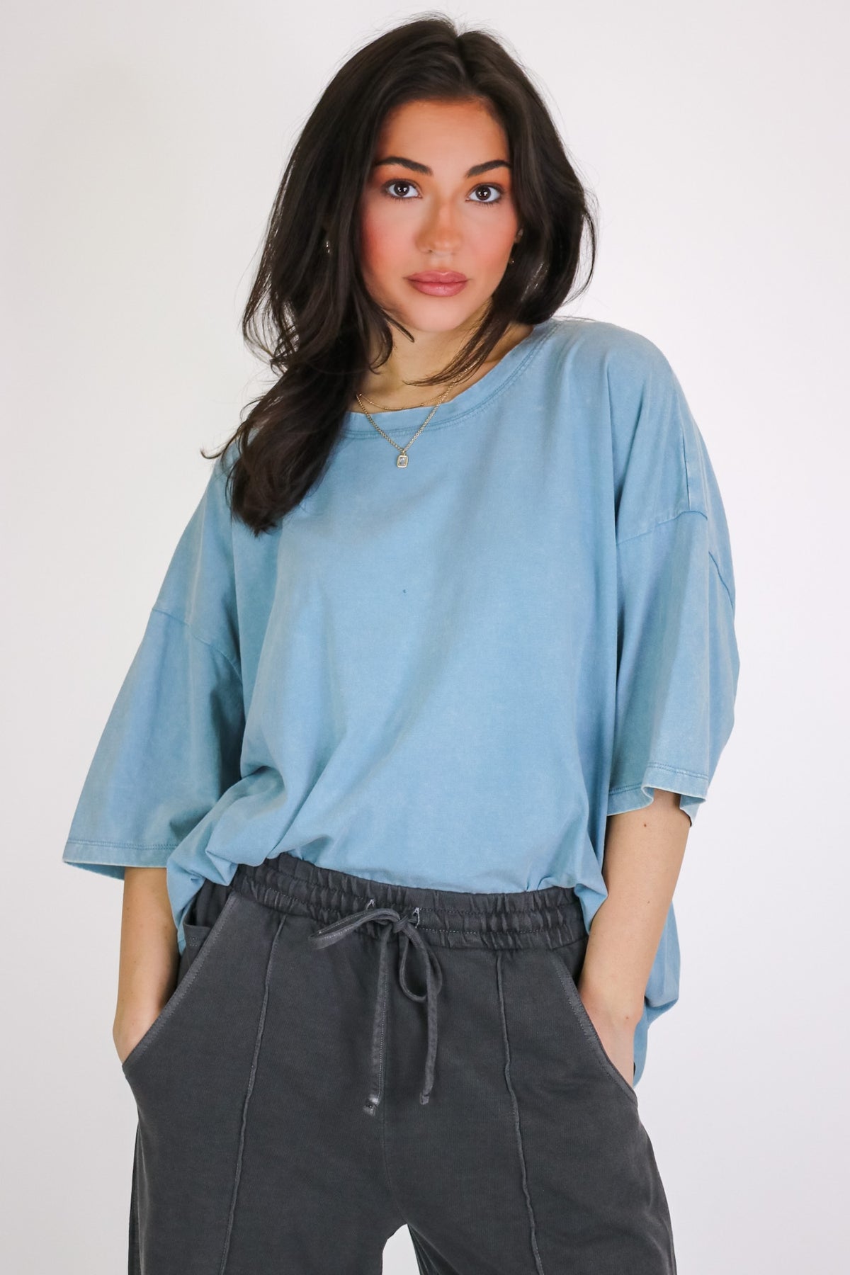 Weekend Awaits Mineral Wash Oversized Top