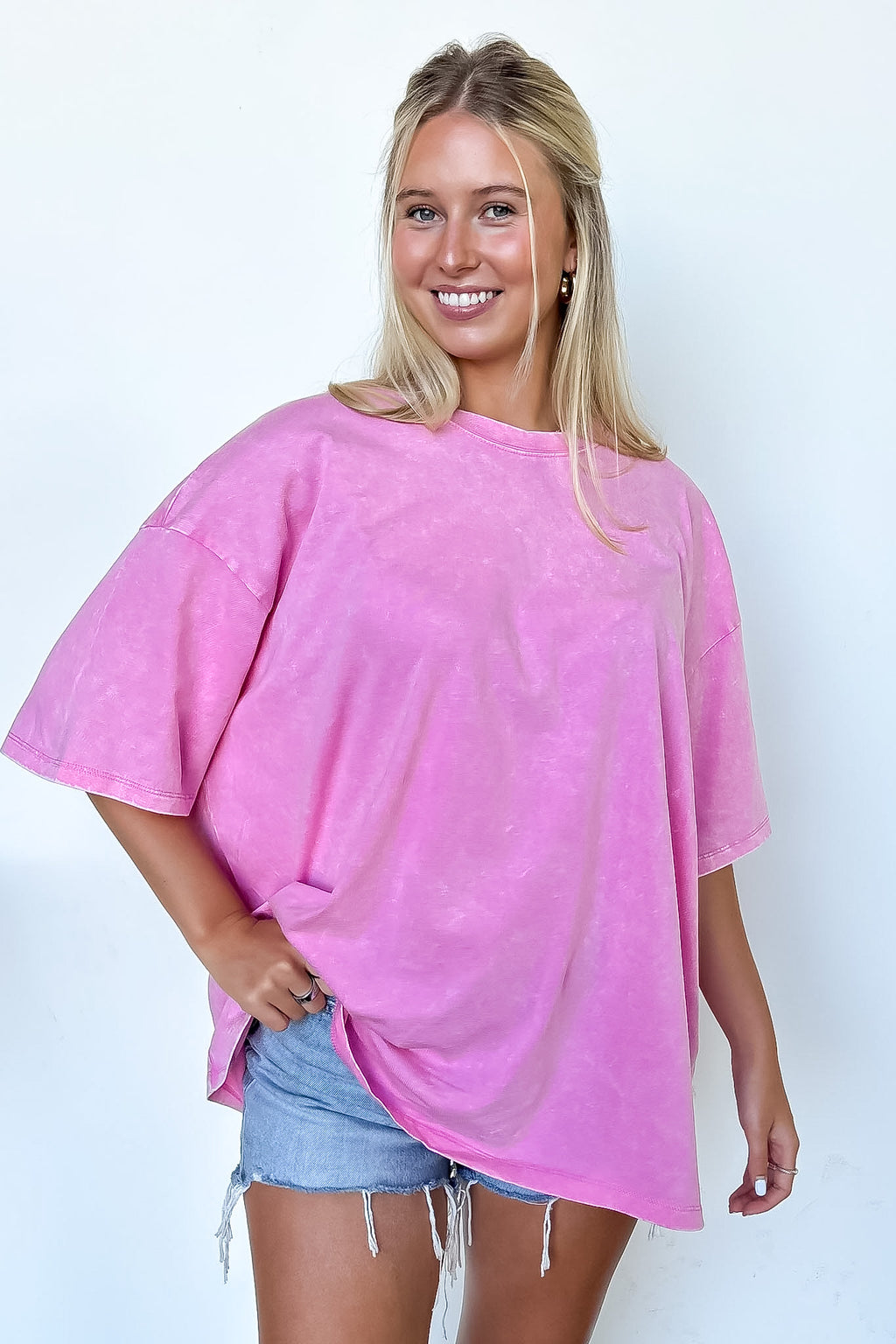 Weekend Awaits Mineral Wash Oversized Top