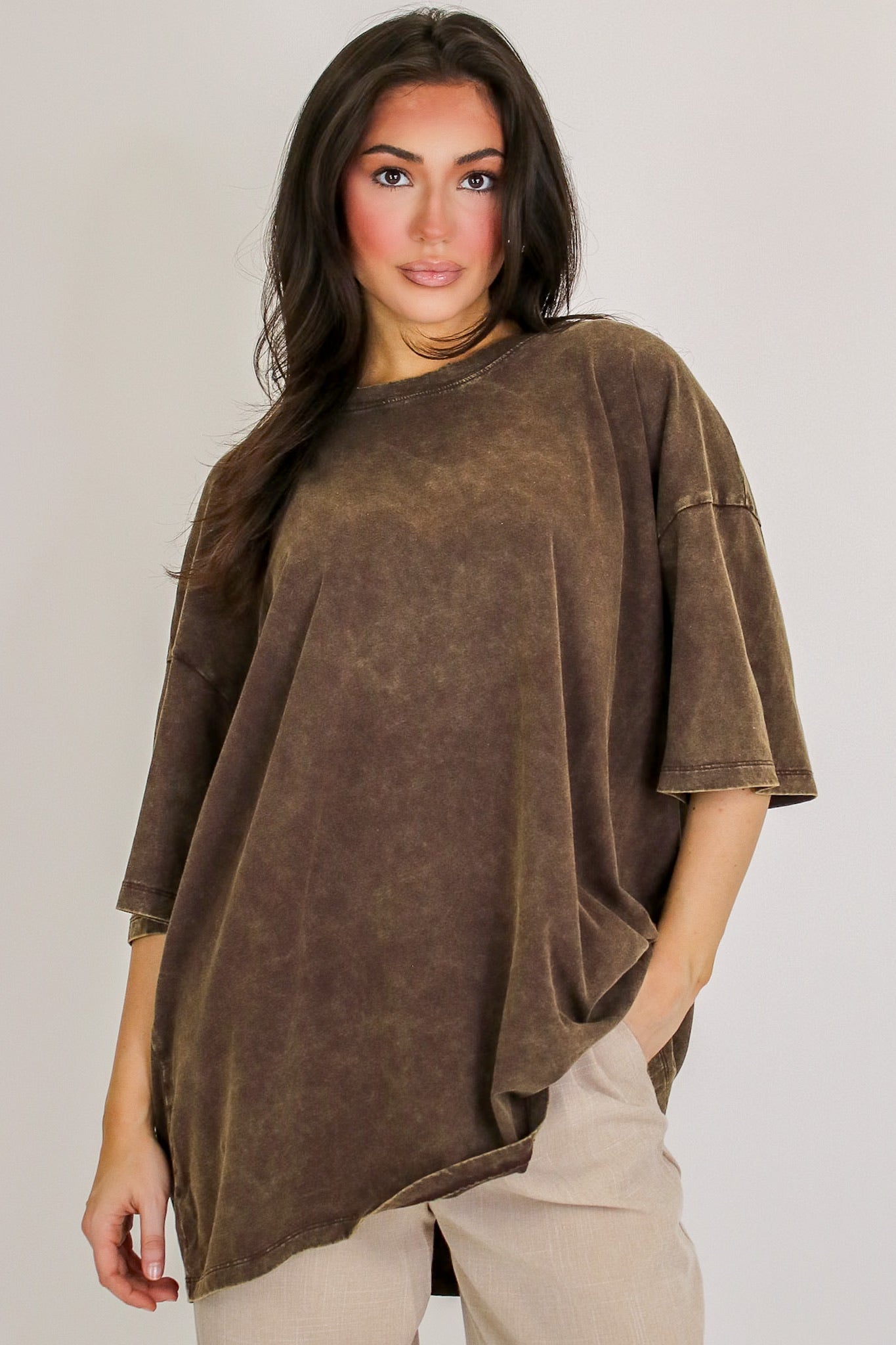 Weekend Awaits Mineral Wash Oversized Top