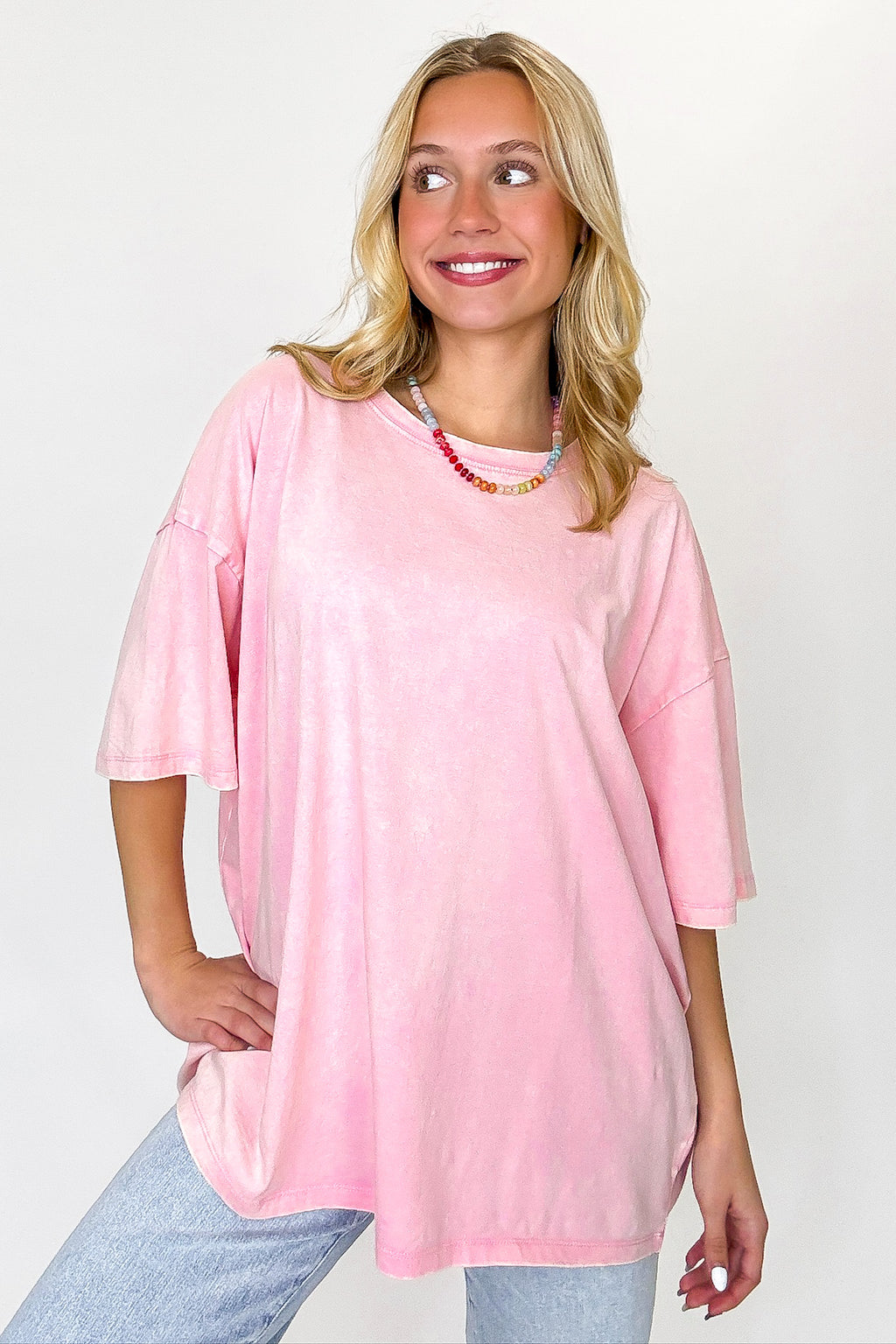 Dark Pink / SM Weekend Awaits Mineral Wash Oversized Top - Madison and Mallory