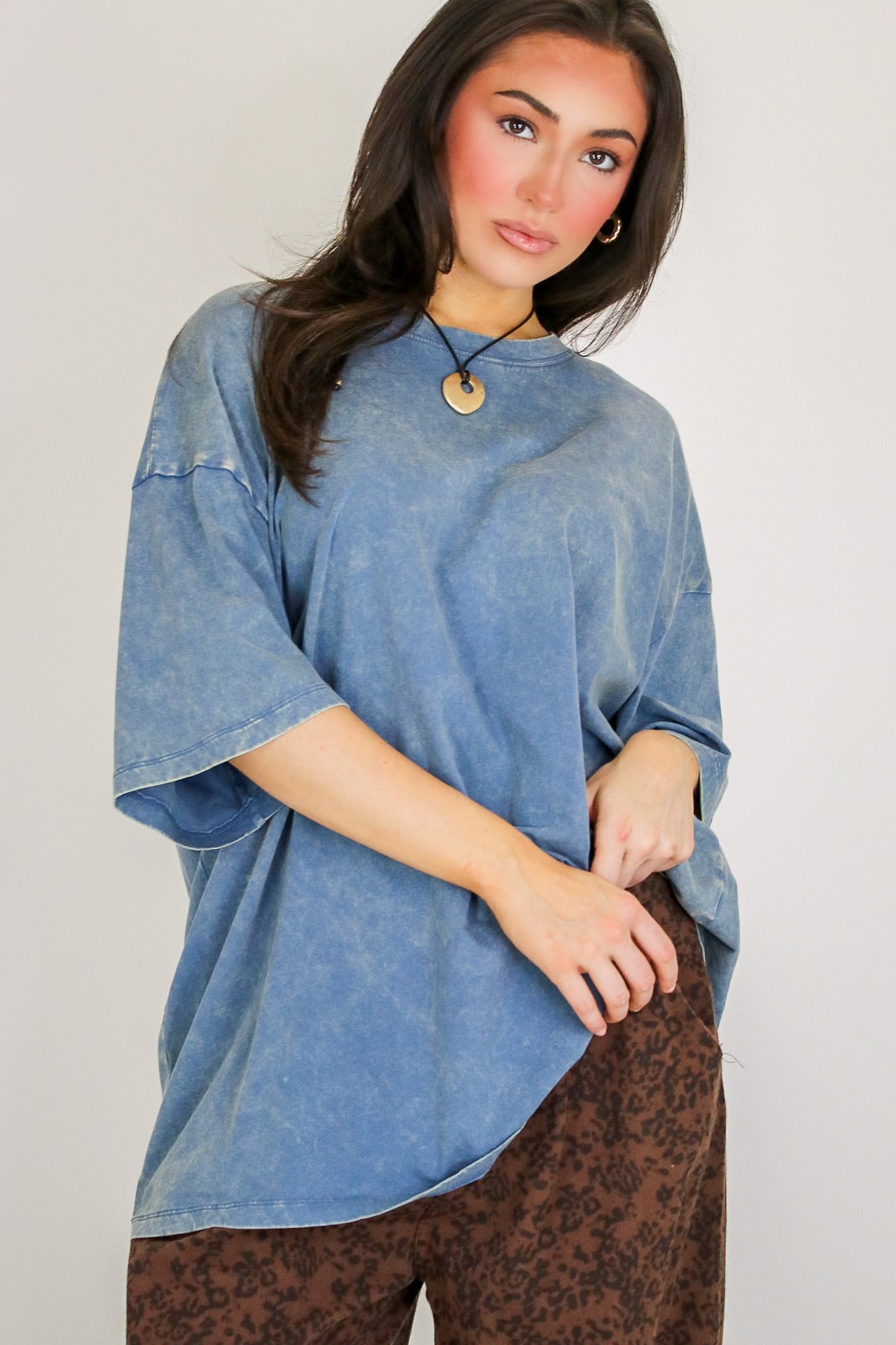 Weekend Awaits Mineral Wash Oversized Top