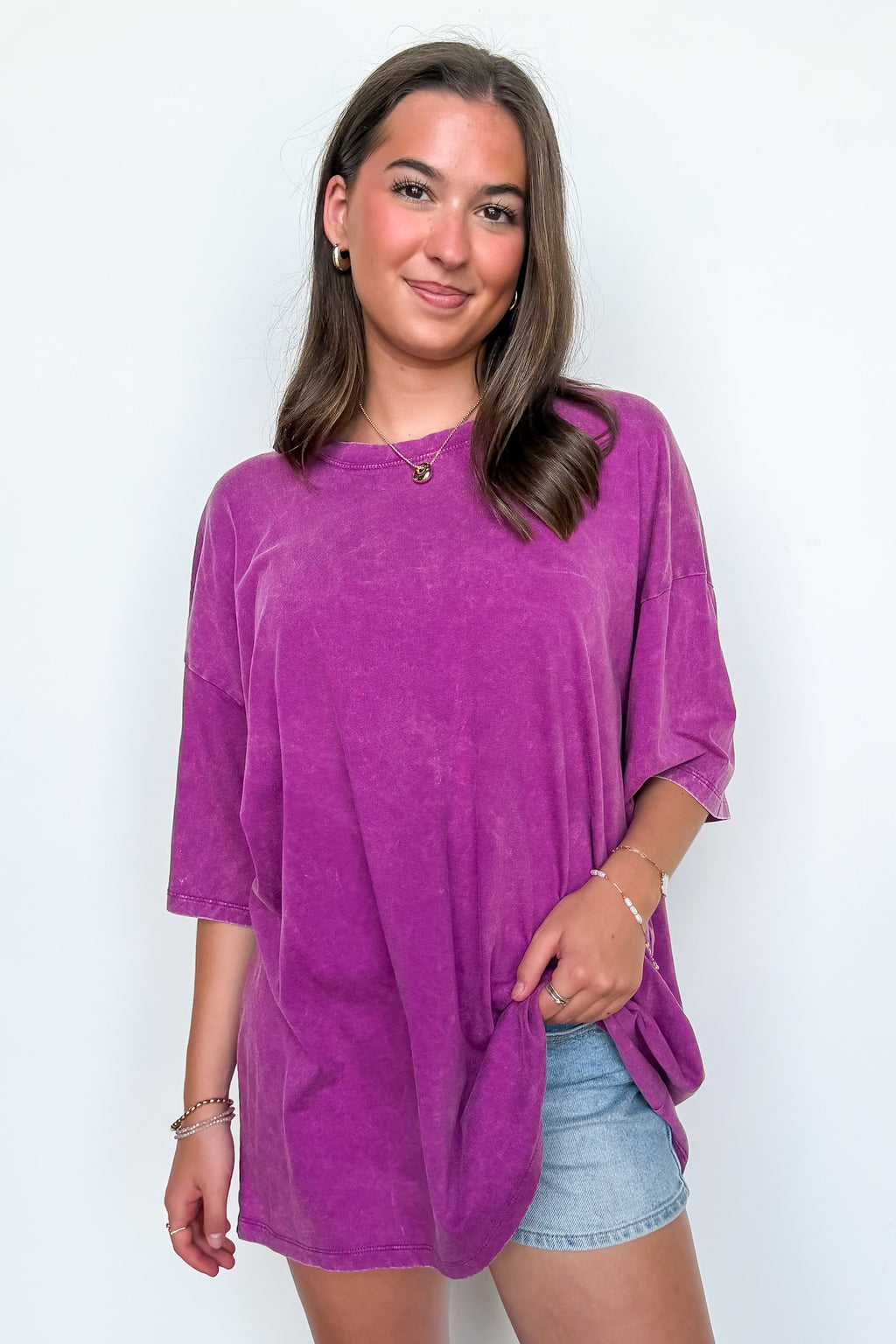 Weekend Awaits Mineral Wash Oversized Top