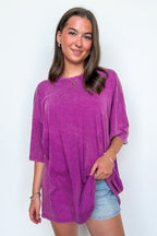 Weekend Awaits Mineral Wash Oversized Top