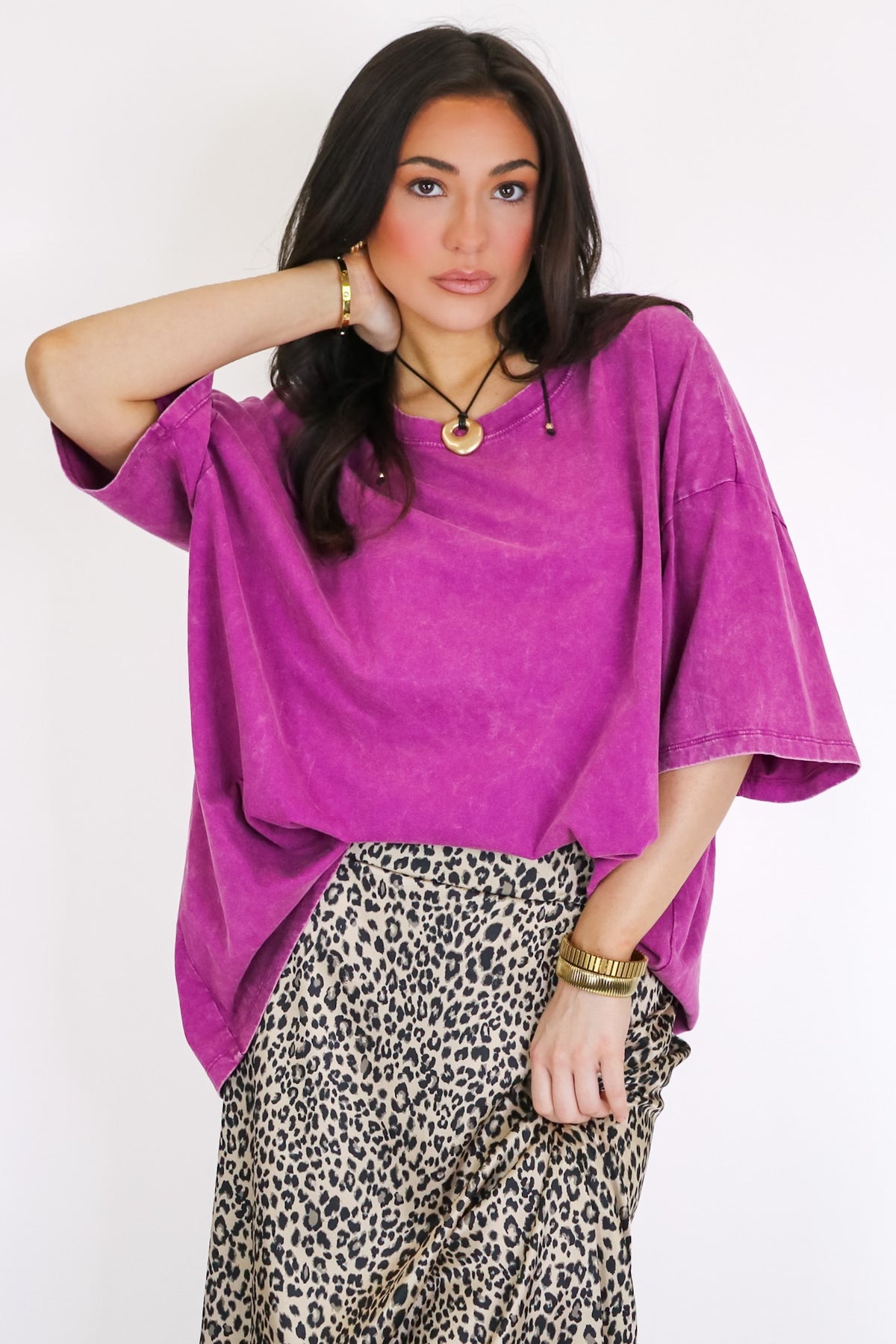 Weekend Awaits Mineral Wash Oversized Top
