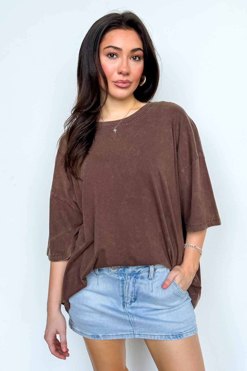 Weekend Awaits Mineral Wash Oversized Top