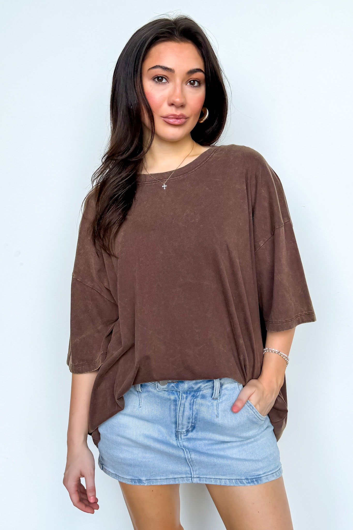 Weekend Awaits Mineral Wash Oversized Top
