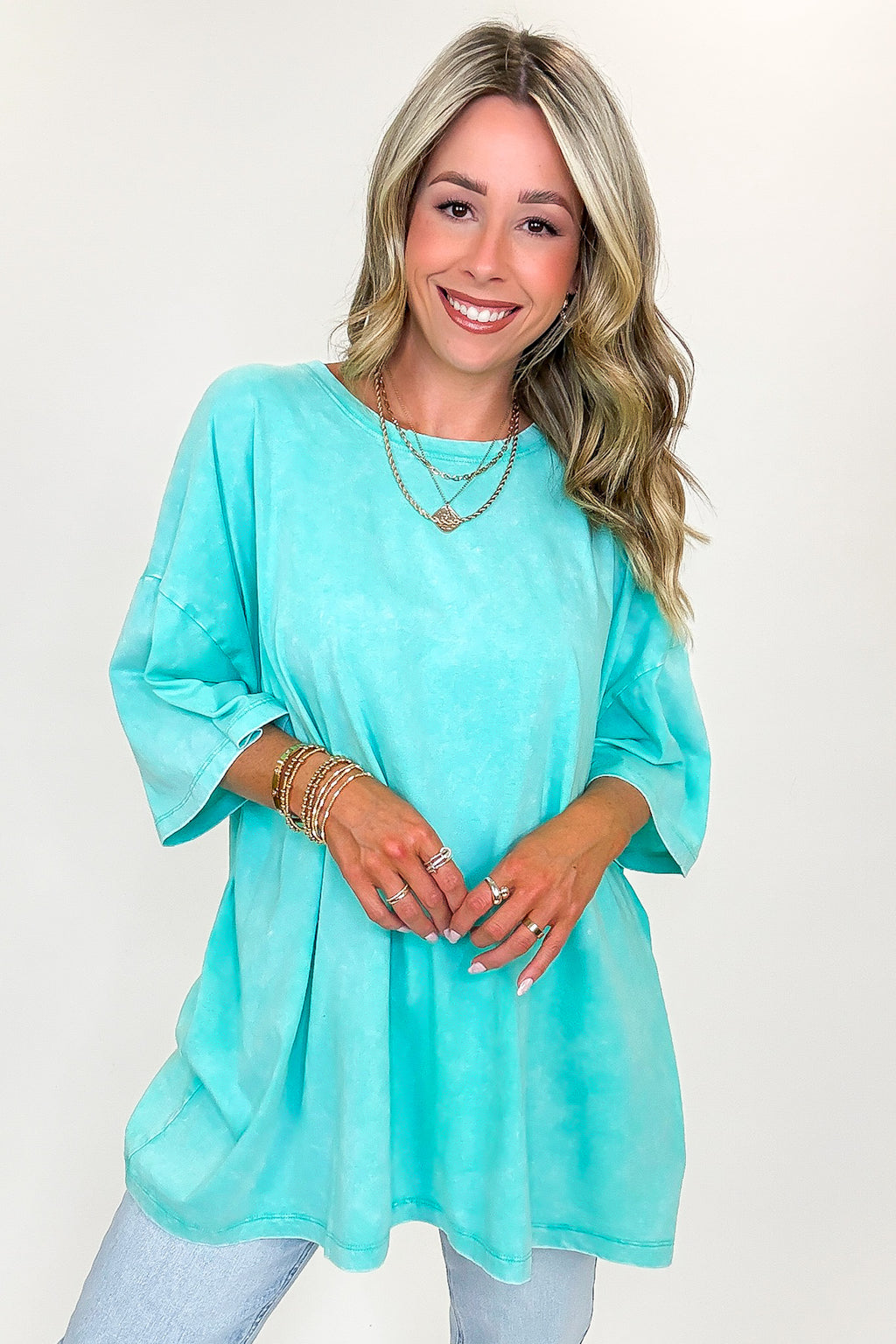 Mint / SM Weekend Awaits Mineral Wash Oversized Top - Madison and Mallory