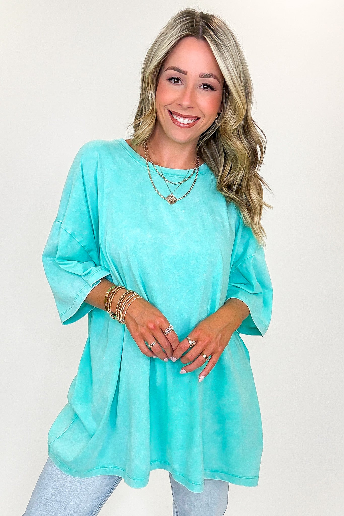 Mint / SM Weekend Awaits Mineral Wash Oversized Top - BACK IN STOCK - Madison and Mallory