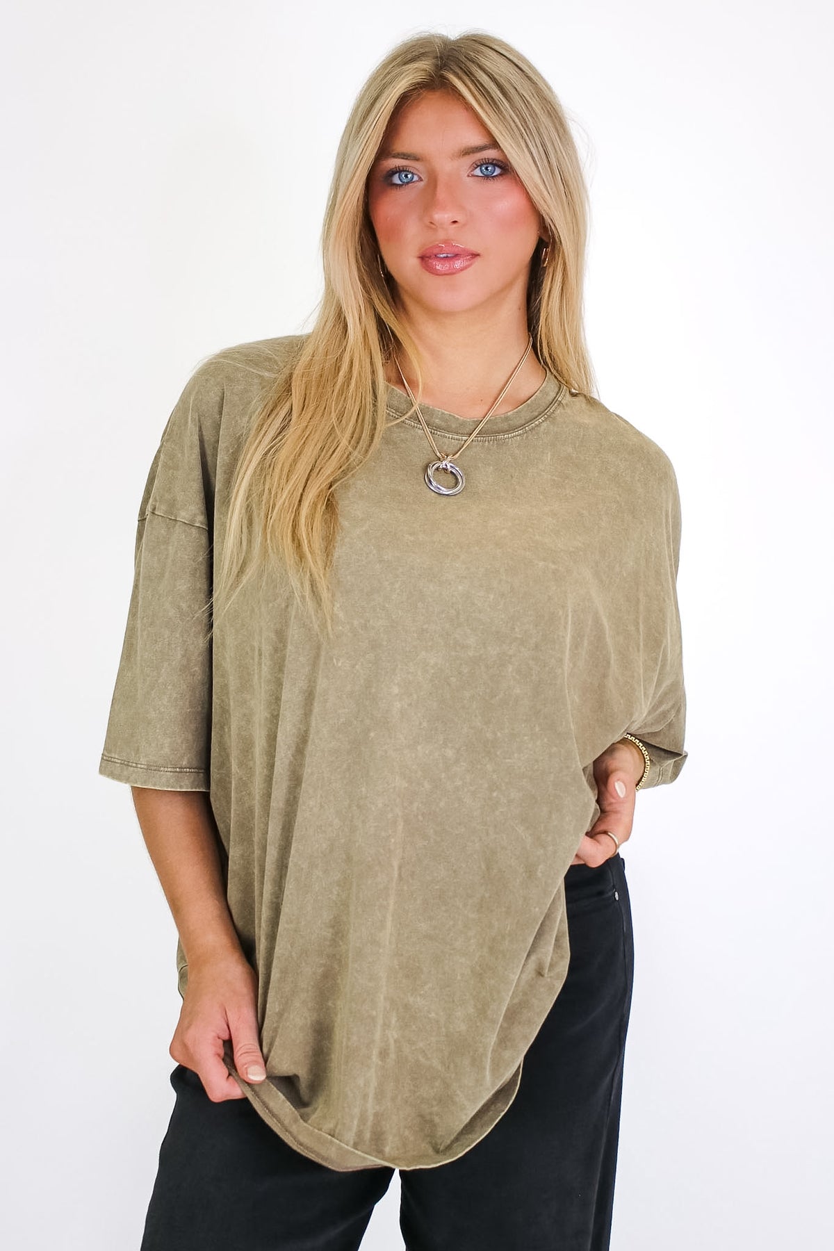 Weekend Awaits Mineral Wash Oversized Top