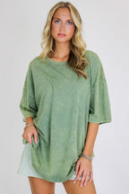 Weekend Awaits Mineral Wash Oversized Top