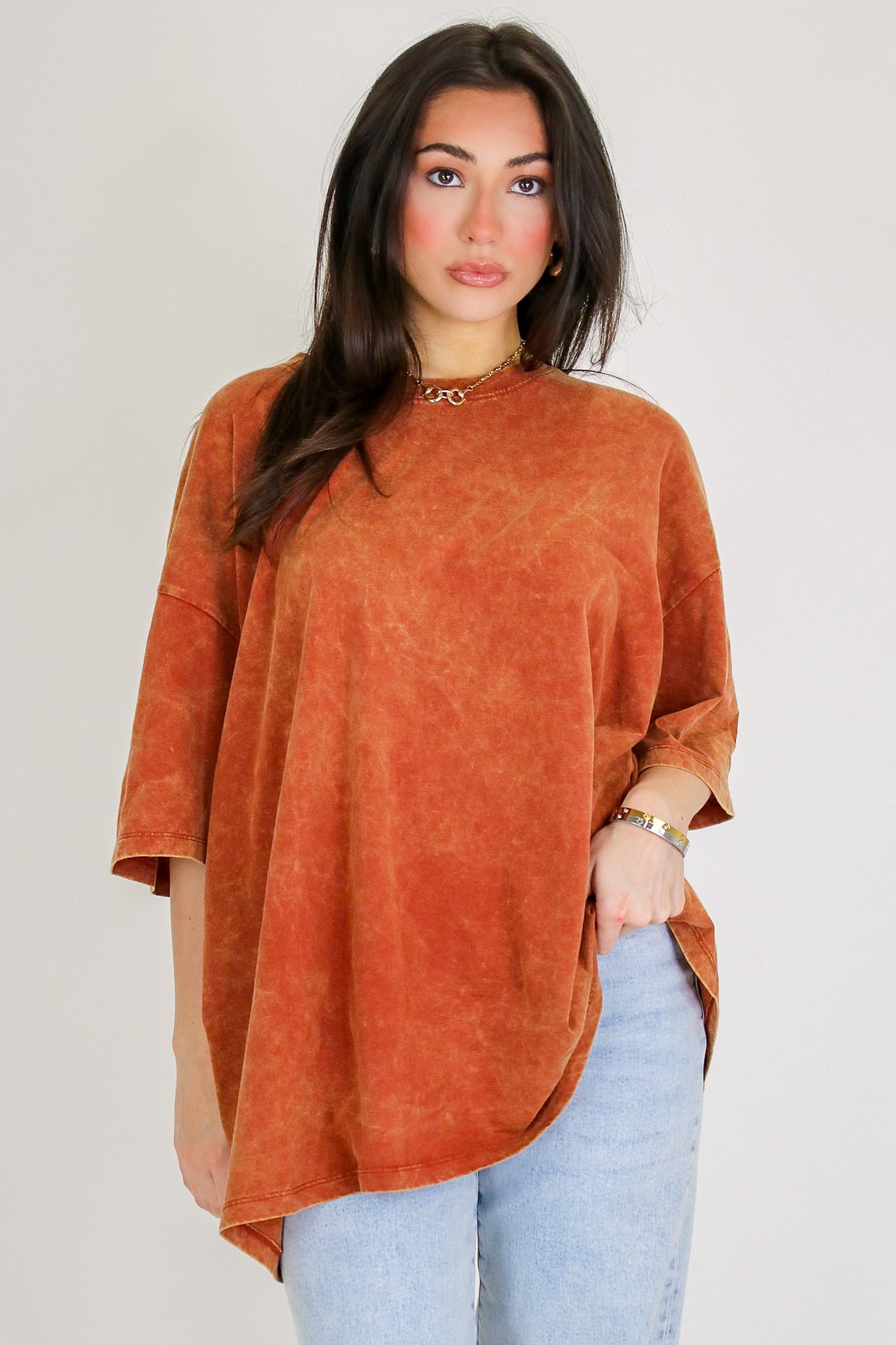 Weekend Awaits Mineral Wash Oversized Top