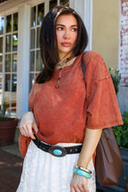 Weekend Awaits Mineral Wash Oversized Top
