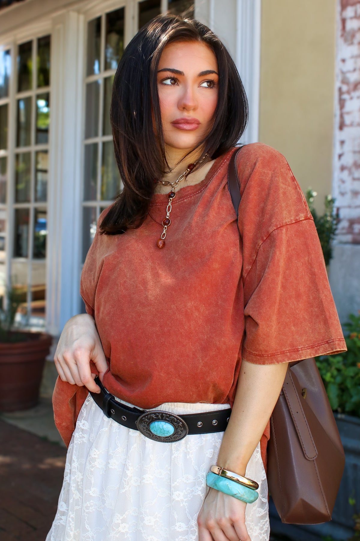 Weekend Awaits Mineral Wash Oversized Top