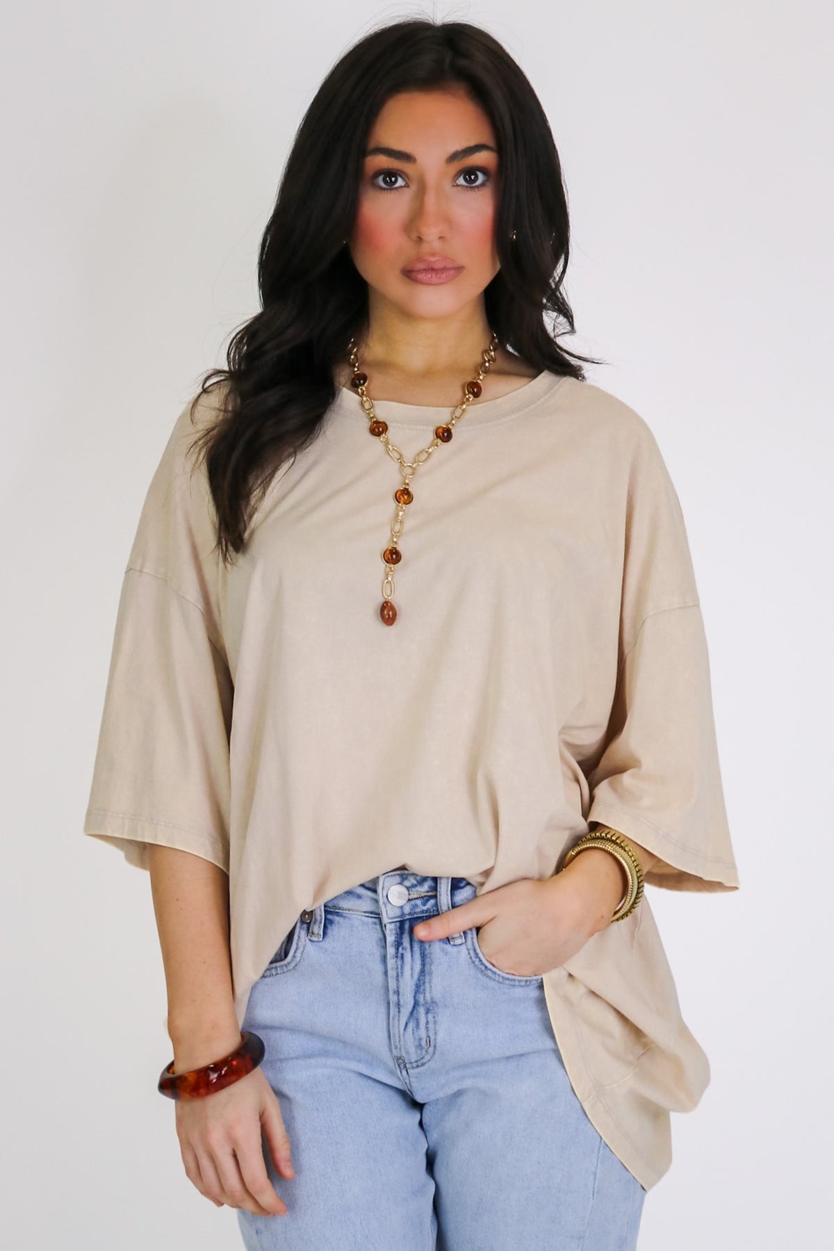 Weekend Awaits Mineral Wash Oversized Top