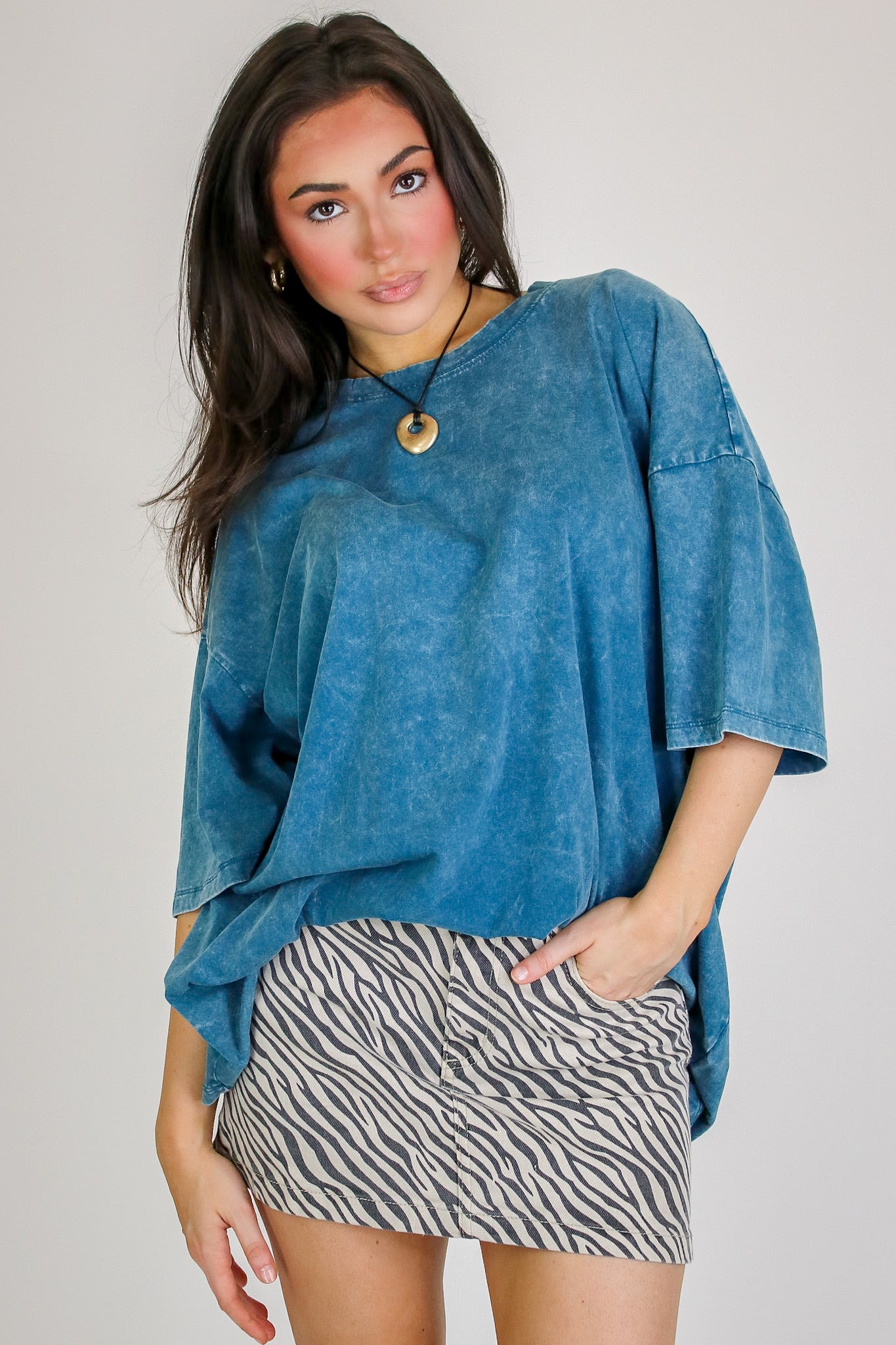 Weekend Awaits Mineral Wash Oversized Top