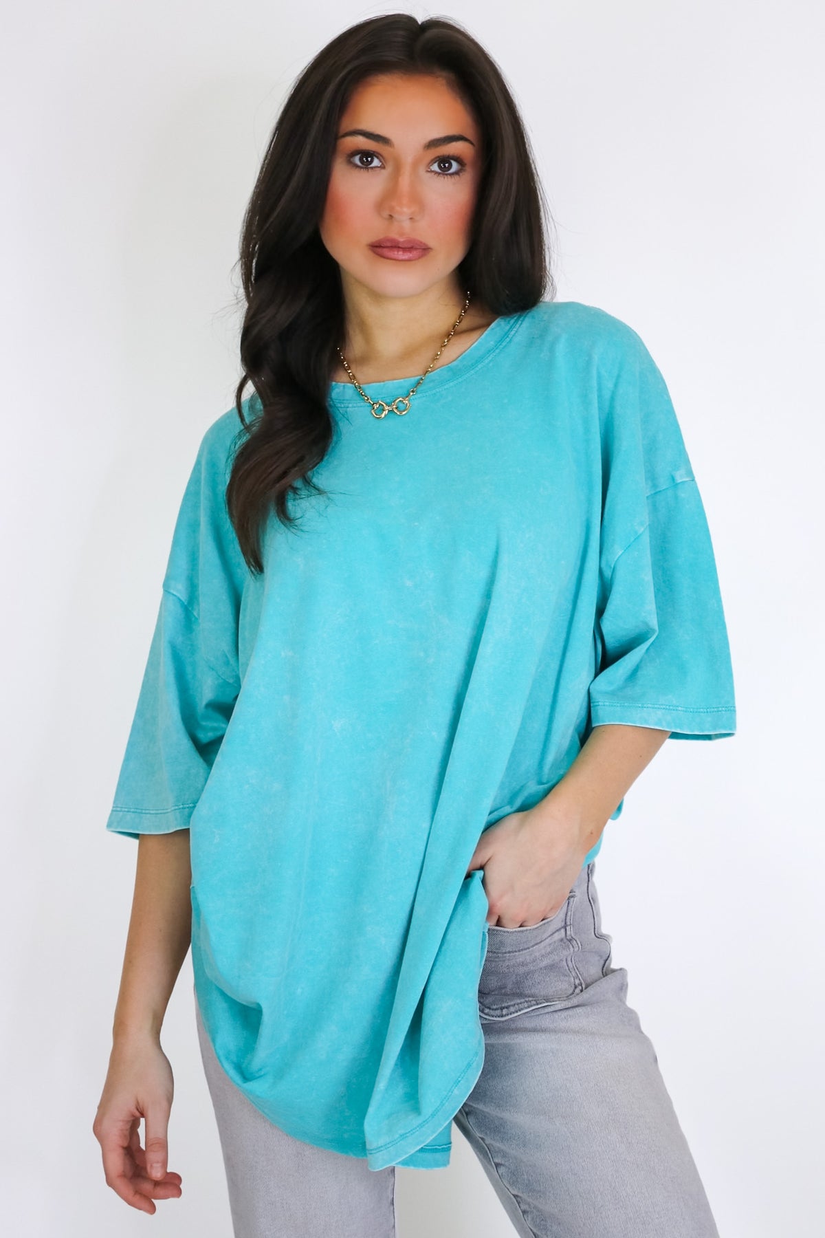 Weekend Awaits Mineral Wash Oversized Top