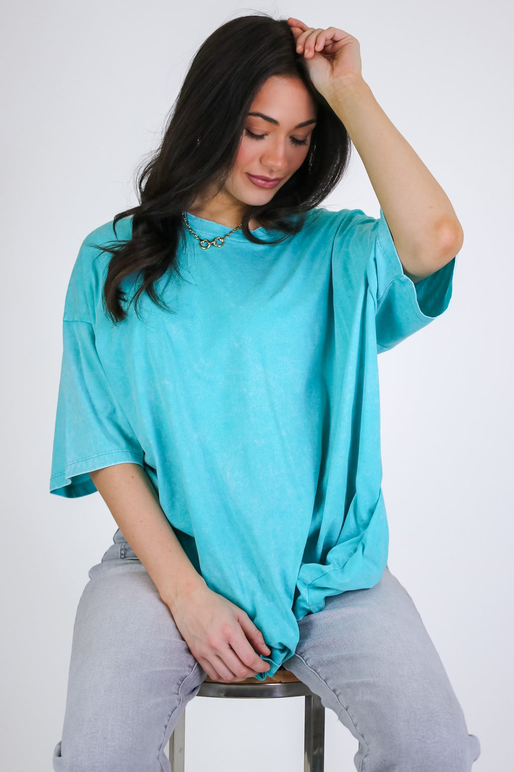 Weekend Awaits Mineral Wash Oversized Top