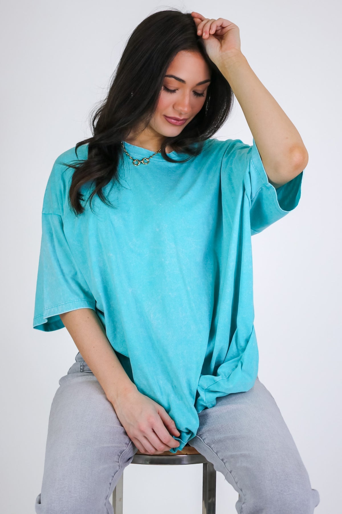 Weekend Awaits Mineral Wash Oversized Top