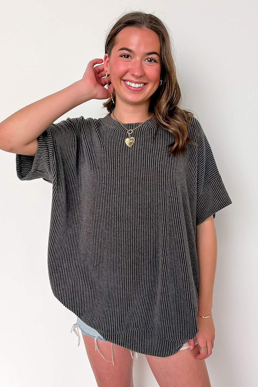 Weekend Getaway Rib Knit Oversized Top
