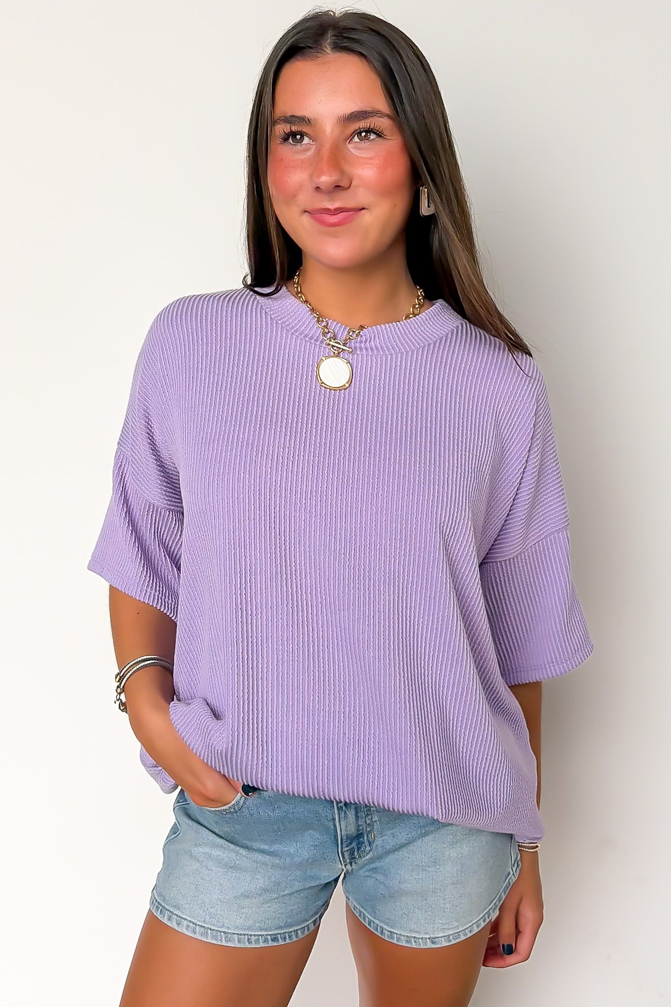 Lilac / SM Weekend Getaway Rib Knit Oversized Top - BACK IN STOCK - Madison and Mallory