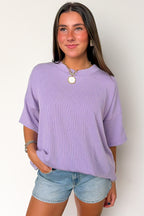 Lilac / SM Weekend Getaway Rib Knit Oversized Top - BACK IN STOCK - Madison and Mallory
