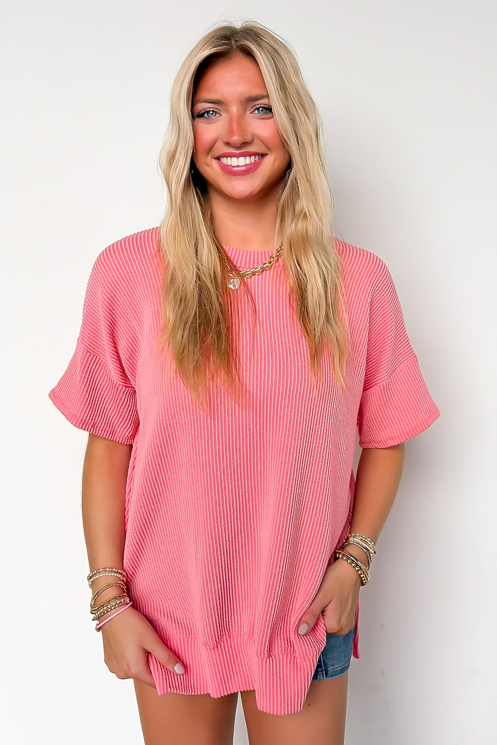 Weekend Getaway Rib Knit Oversized Top