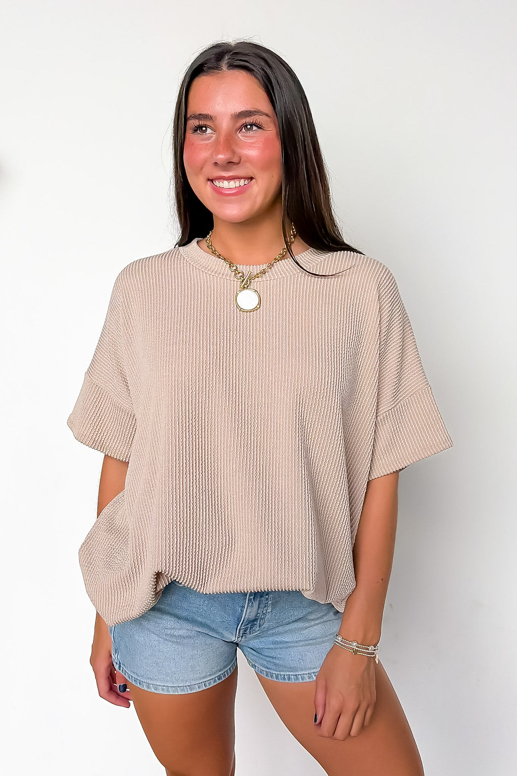 Weekend Getaway Rib Knit Oversized Top