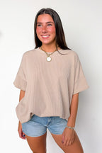 Weekend Getaway Rib Knit Oversized Top