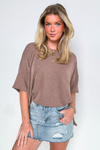 Weekend Wanderlust Rib Knit Side Slit Top - BACK IN STOCK