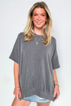 Weekend Wanderlust Rib Knit Side Slit Top
