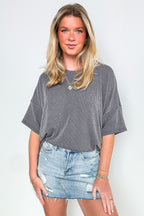 Weekend Wanderlust Rib Knit Side Slit Top - BACK IN STOCK - Madison and Mallory